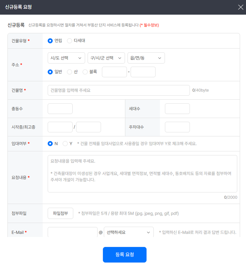 네이버 부동산 단지정보 팝업